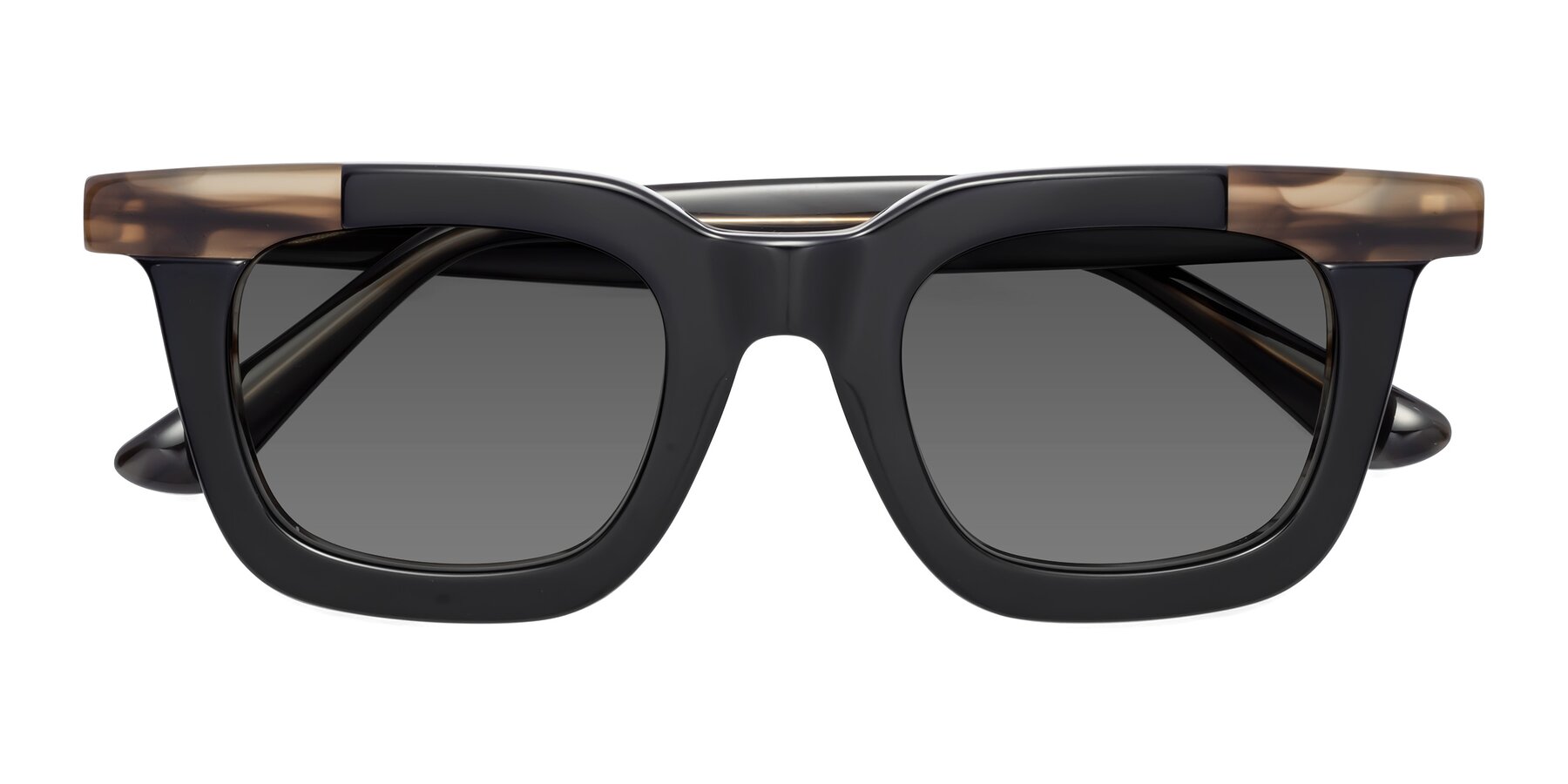 Folded Front of Mill in Black-Brown with Medium Gray Tinted Lenses