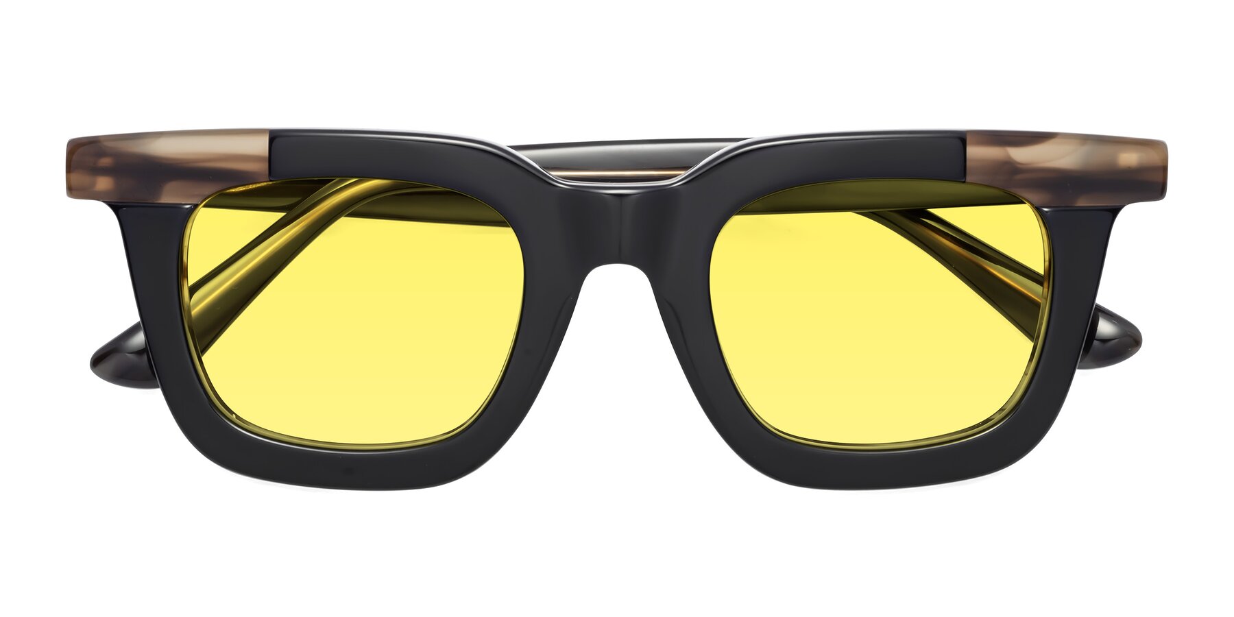 Folded Front of Mill in Black-Brown with Medium Yellow Tinted Lenses