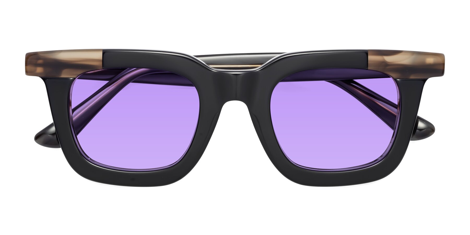 Folded Front of Mill in Black-Brown with Medium Purple Tinted Lenses