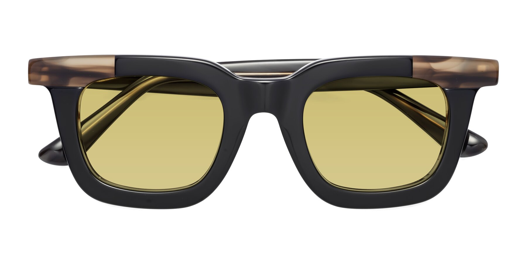 Folded Front of Mill in Black-Brown with Medium Champagne Tinted Lenses