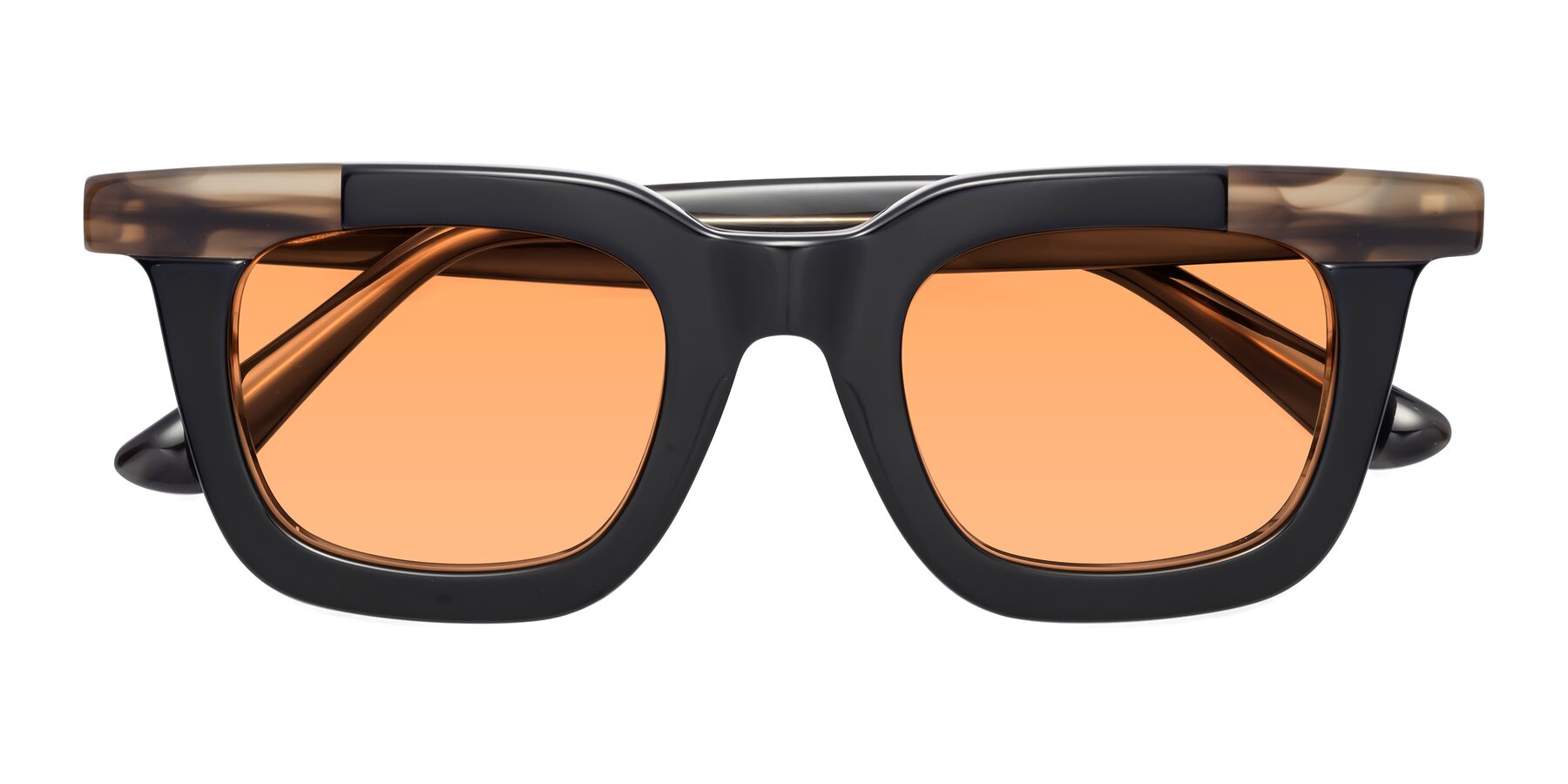 Folded Front of Mill in Black-Brown with Medium Orange Tinted Lenses