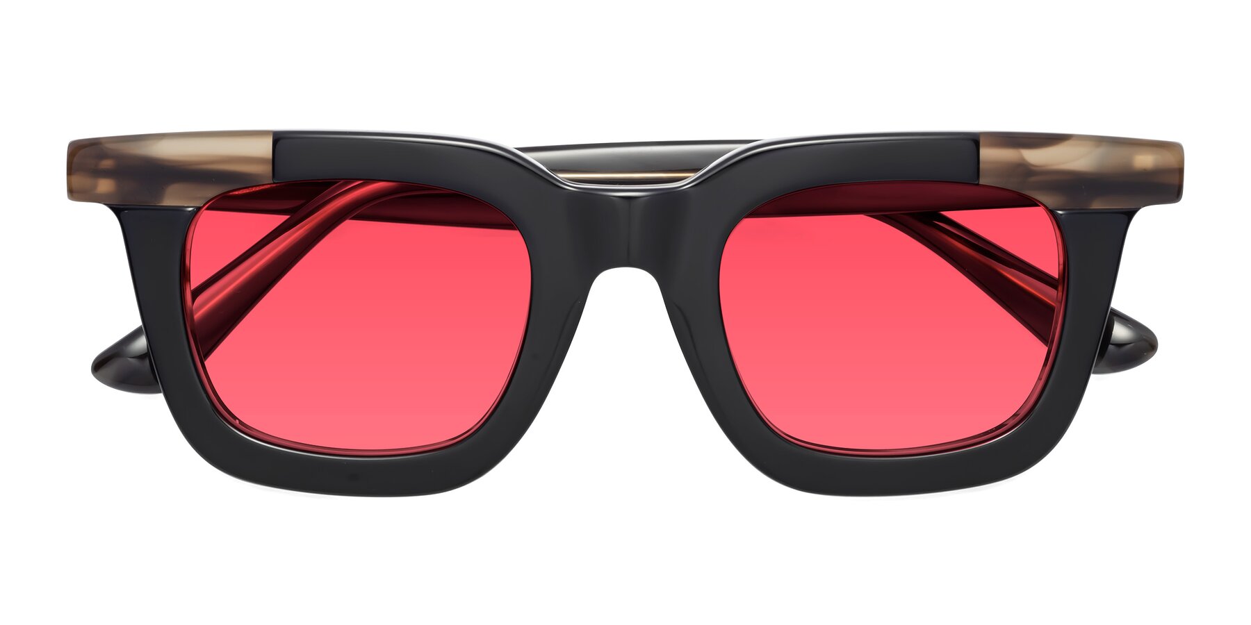 Folded Front of Mill in Black-Brown with Red Tinted Lenses