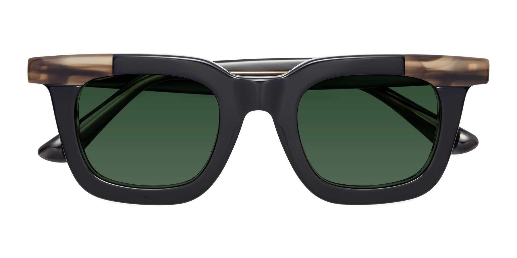 Folded Front of Mill in Black-Brown with Green Tinted Lenses