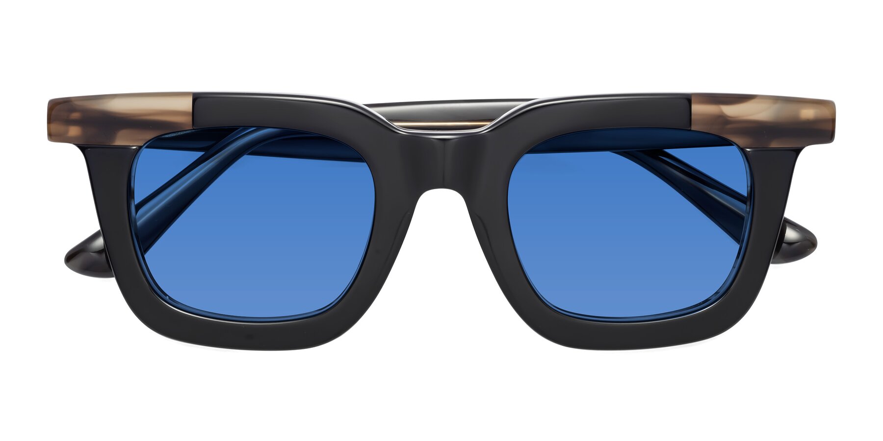 Folded Front of Mill in Black-Brown with Blue Tinted Lenses