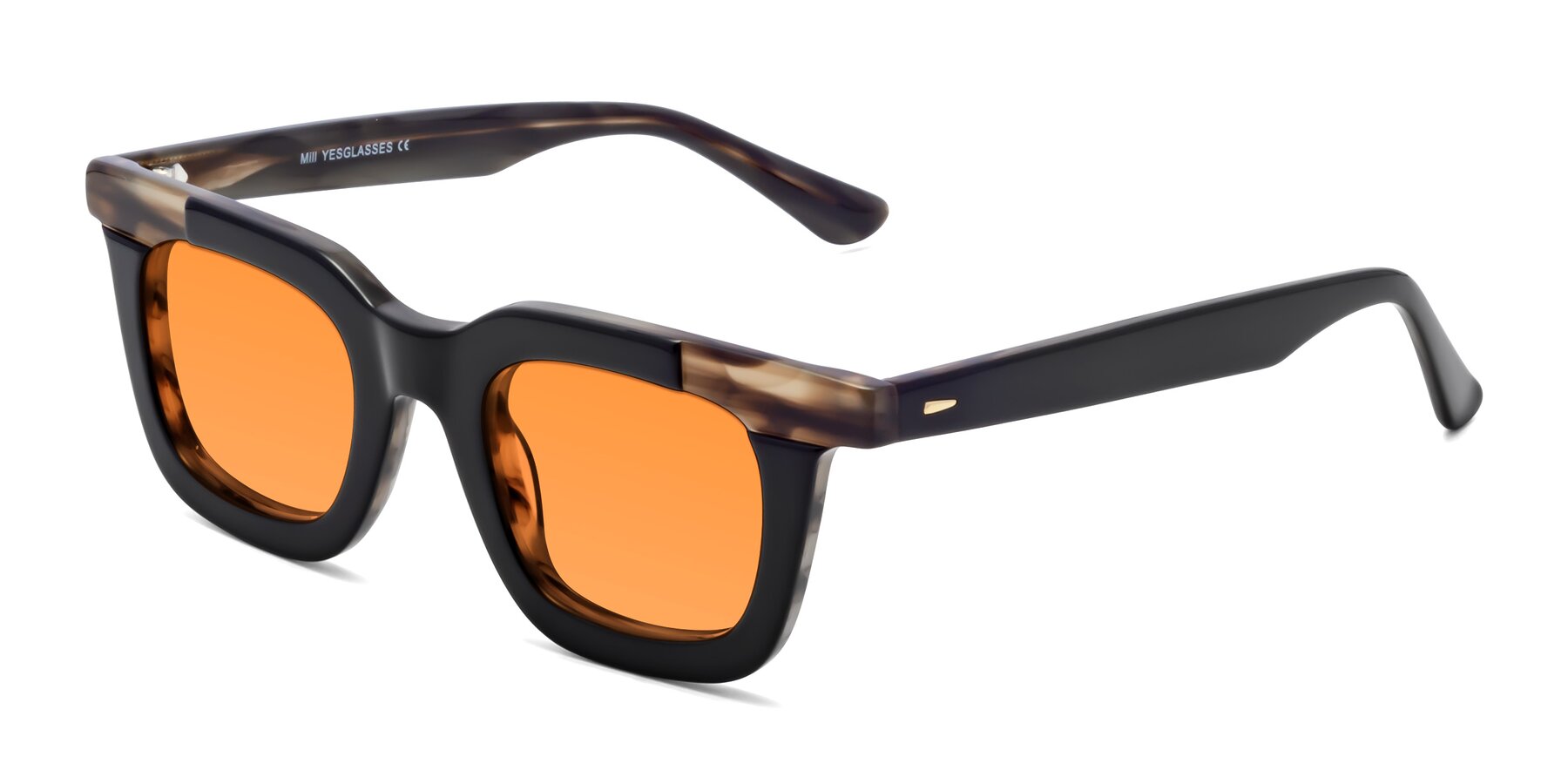 Angle of Mill in Black-Brown with Orange Tinted Lenses