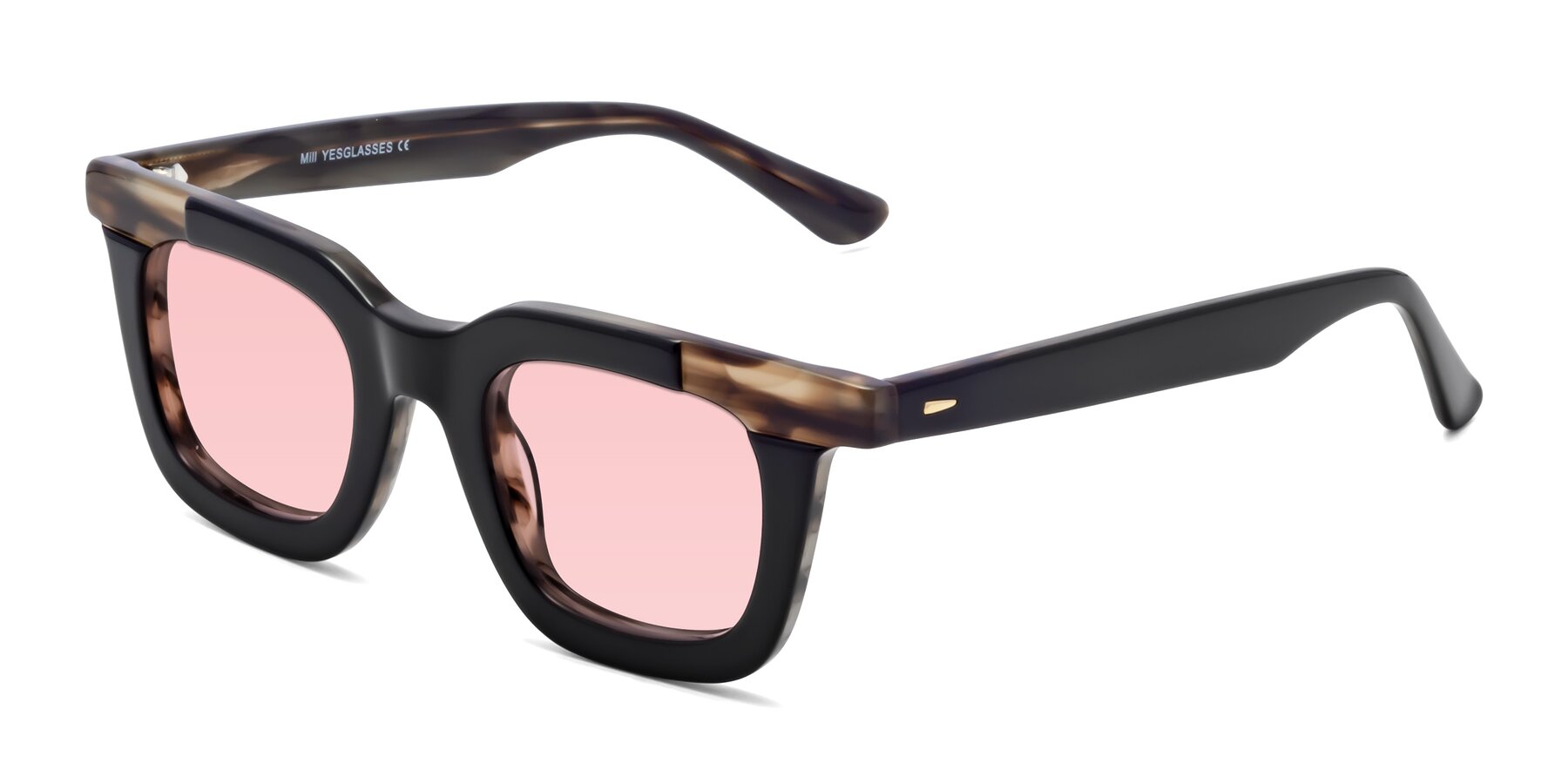 Angle of Mill in Black-Brown with Light Garnet Tinted Lenses