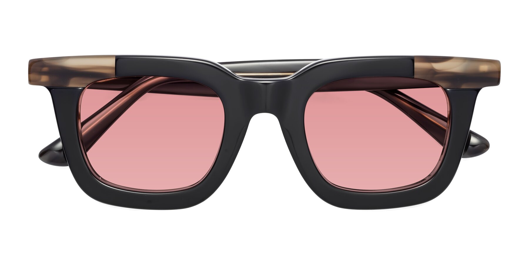 Folded Front of Mill in Black-Brown with Medium Garnet Tinted Lenses