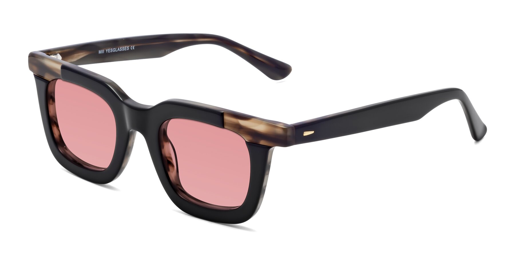 Angle of Mill in Black-Brown with Medium Garnet Tinted Lenses