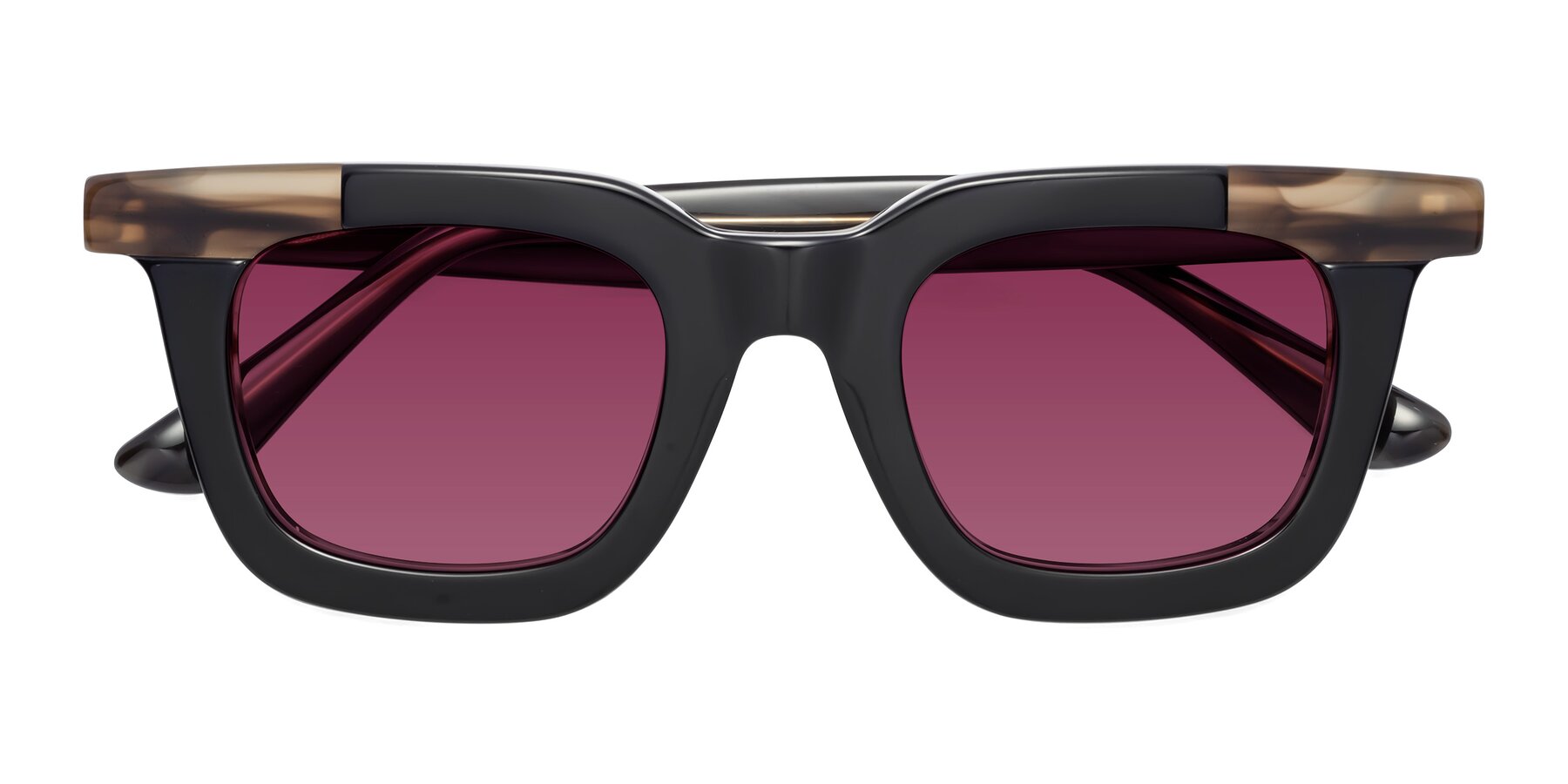 Folded Front of Mill in Black-Brown with Wine Tinted Lenses