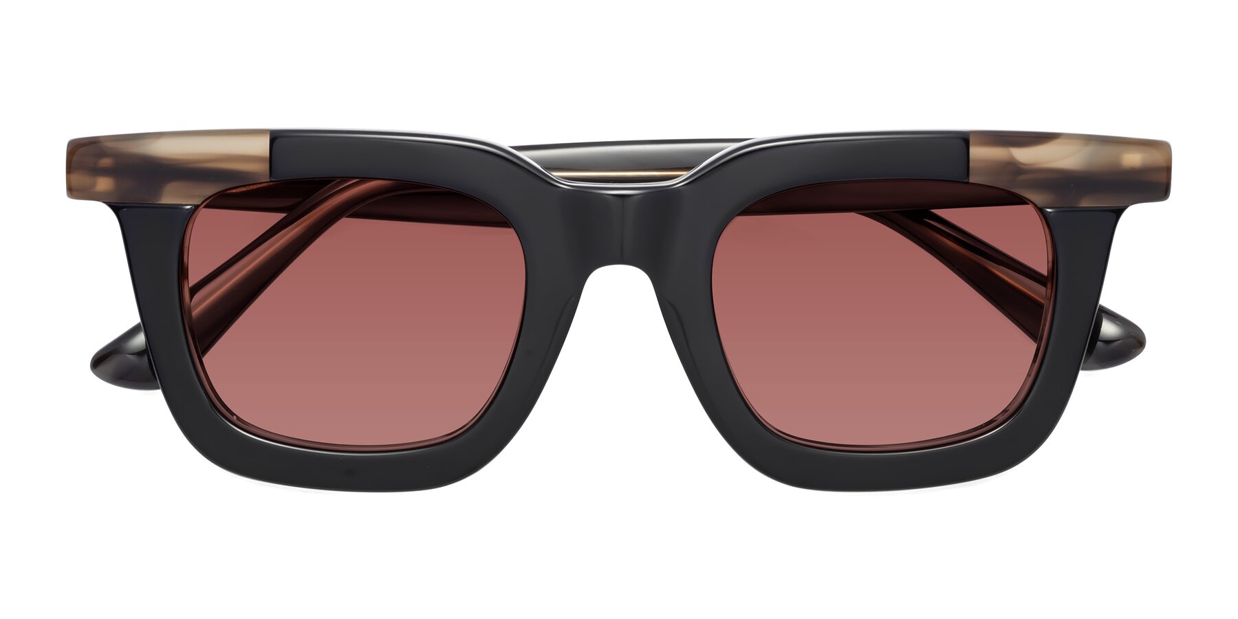 Folded Front of Mill in Black-Brown with Garnet Tinted Lenses