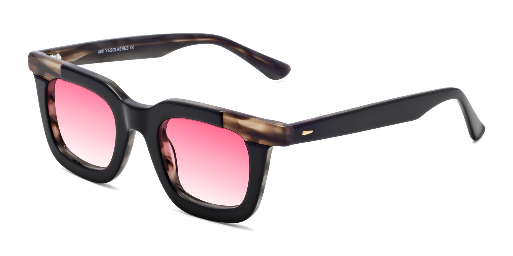 Angle of Mill in Black-Brown with Pink Gradient Lenses