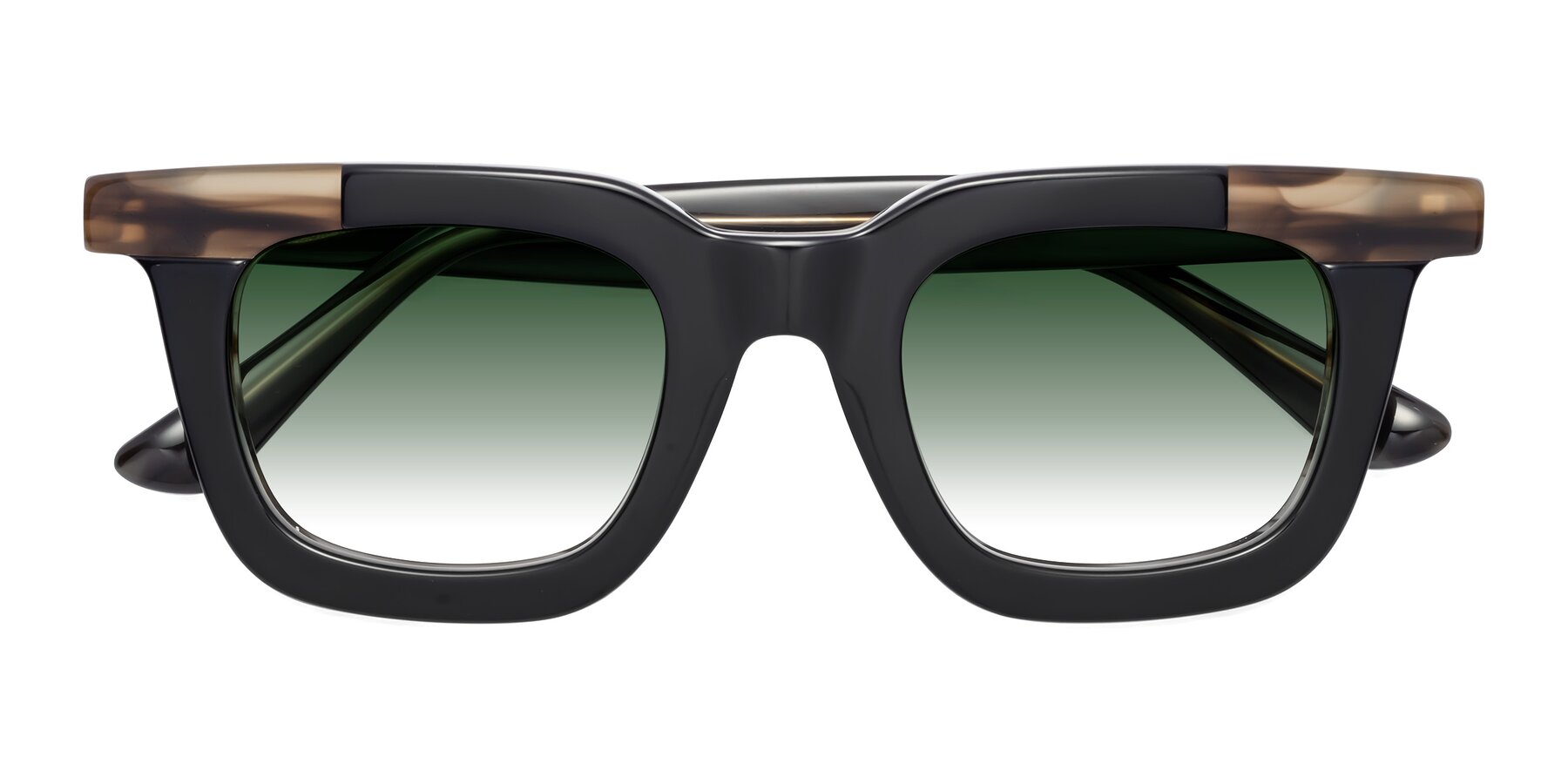 Folded Front of Mill in Black-Brown with Green Gradient Lenses