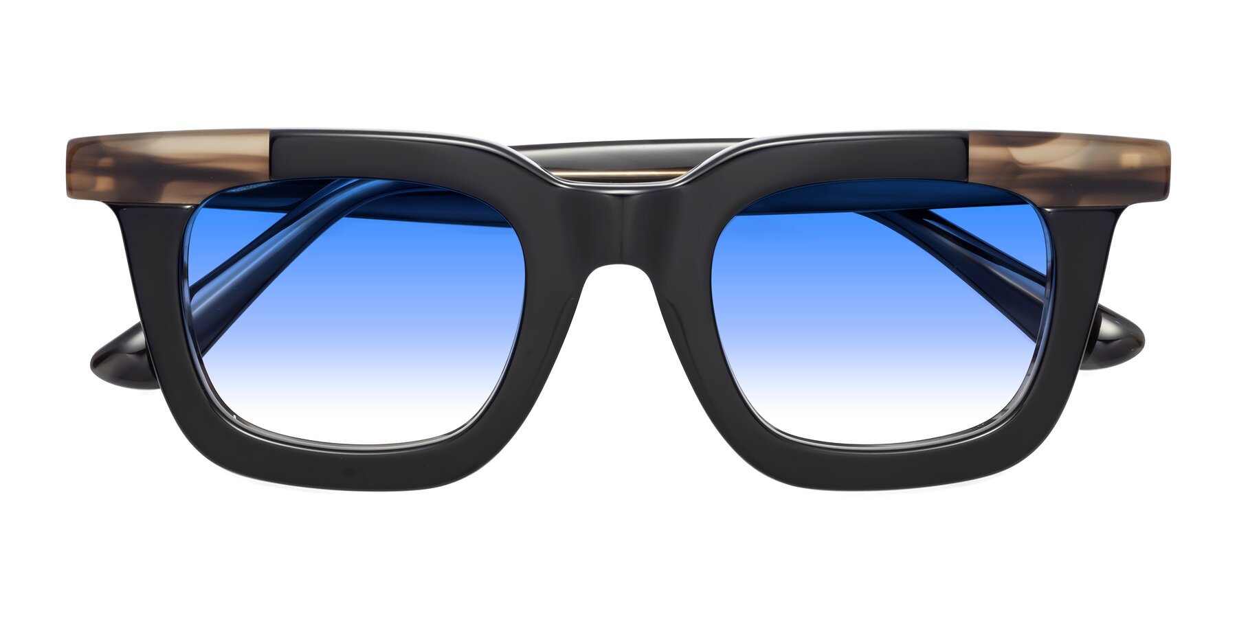 Folded Front of Mill in Black-Brown with Blue Gradient Lenses