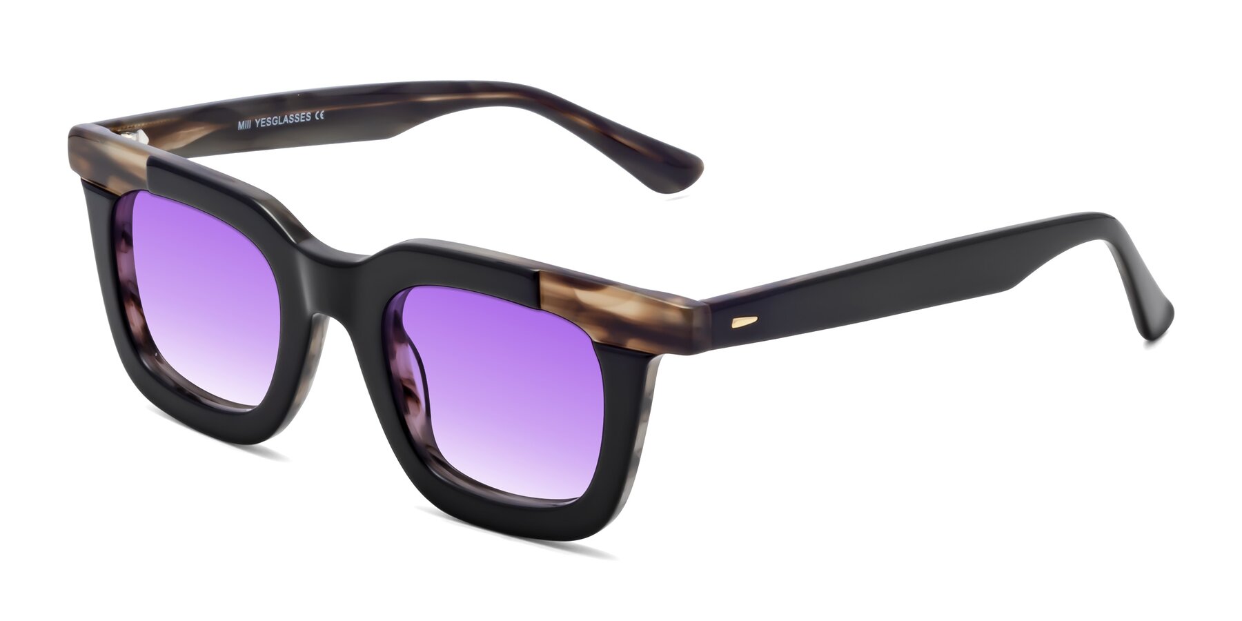 Angle of Mill in Black-Brown with Purple Gradient Lenses