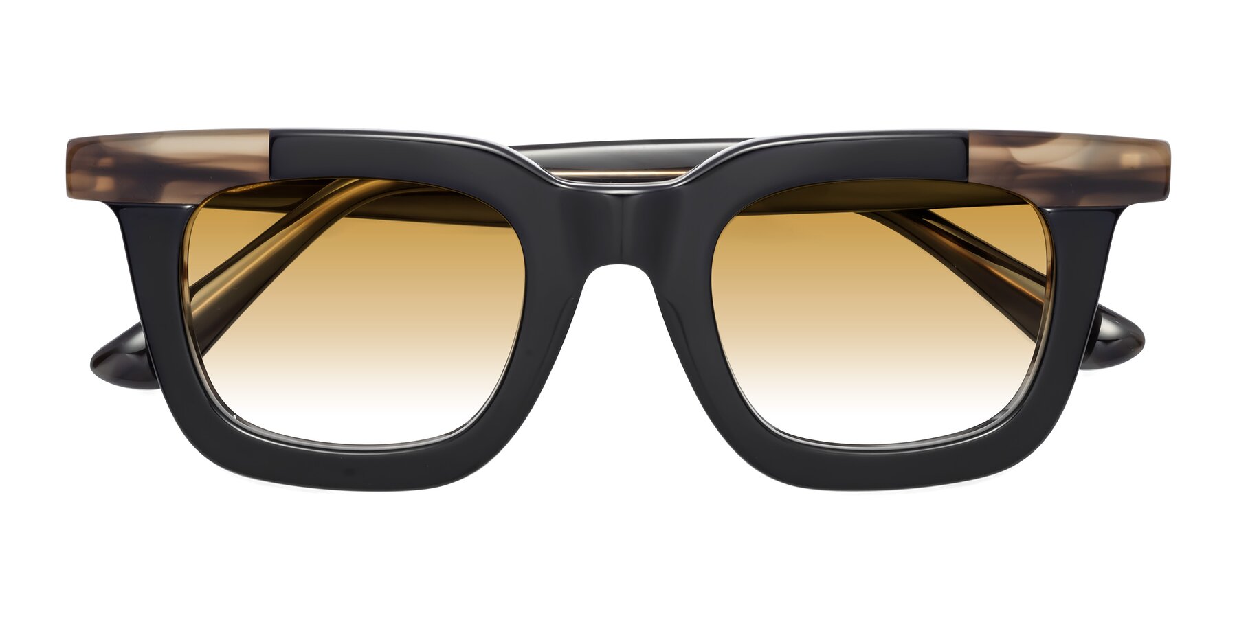 Folded Front of Mill in Black-Brown with Champagne Gradient Lenses