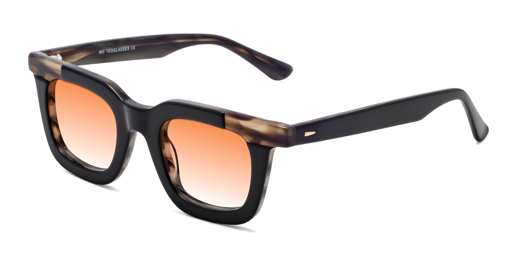 Angle of Mill in Black-Brown with Orange Gradient Lenses