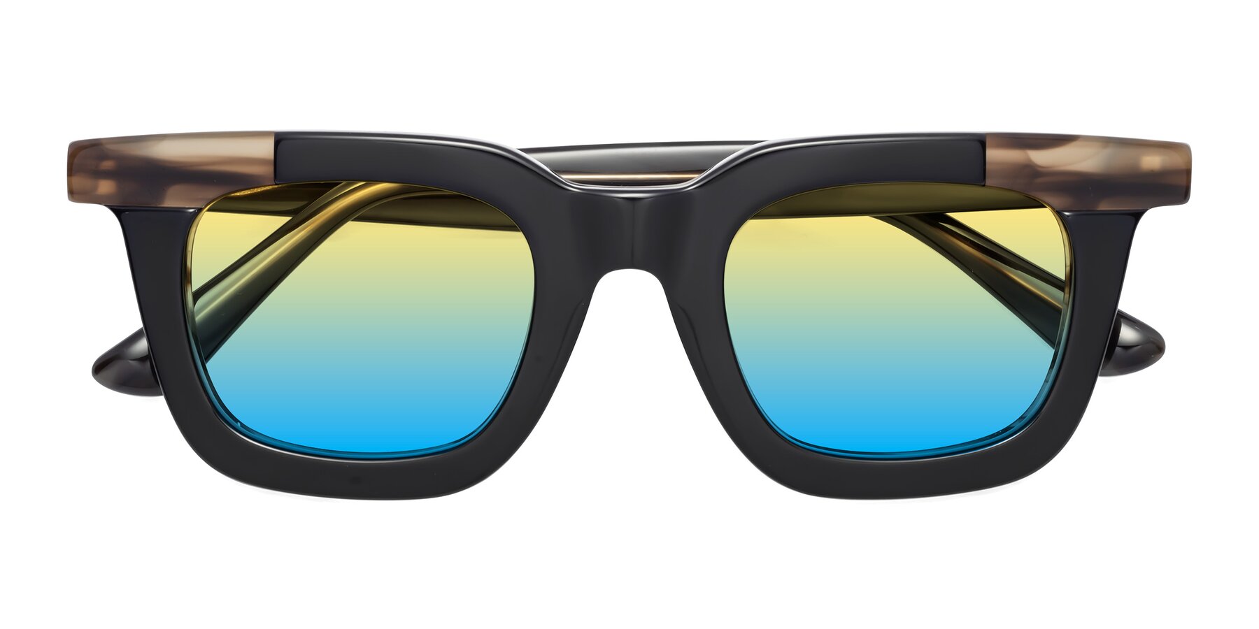 Folded Front of Mill in Black-Brown with Yellow / Blue Gradient Lenses