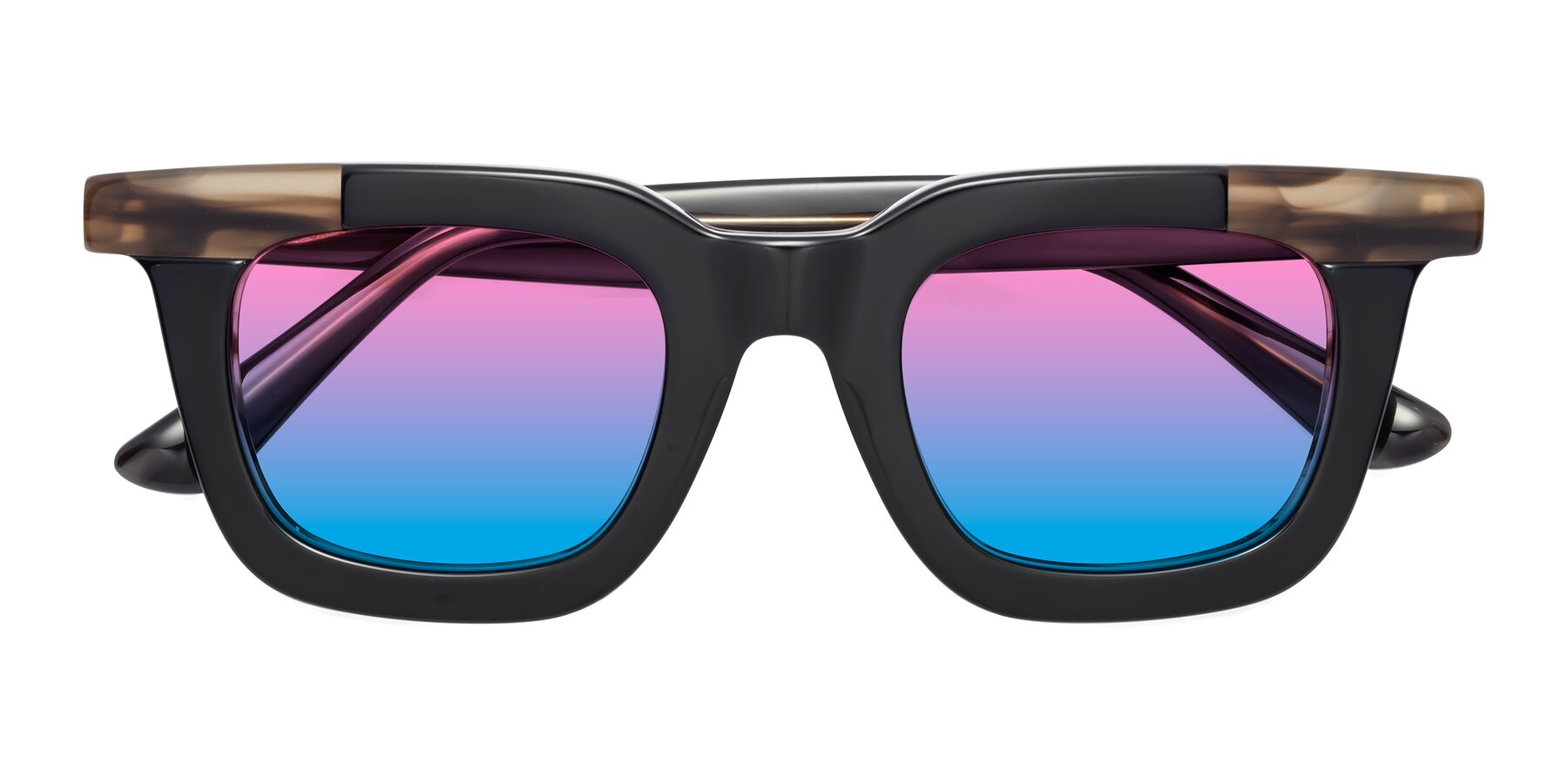 Folded Front of Mill in Black-Brown with Pink / Blue Gradient Lenses