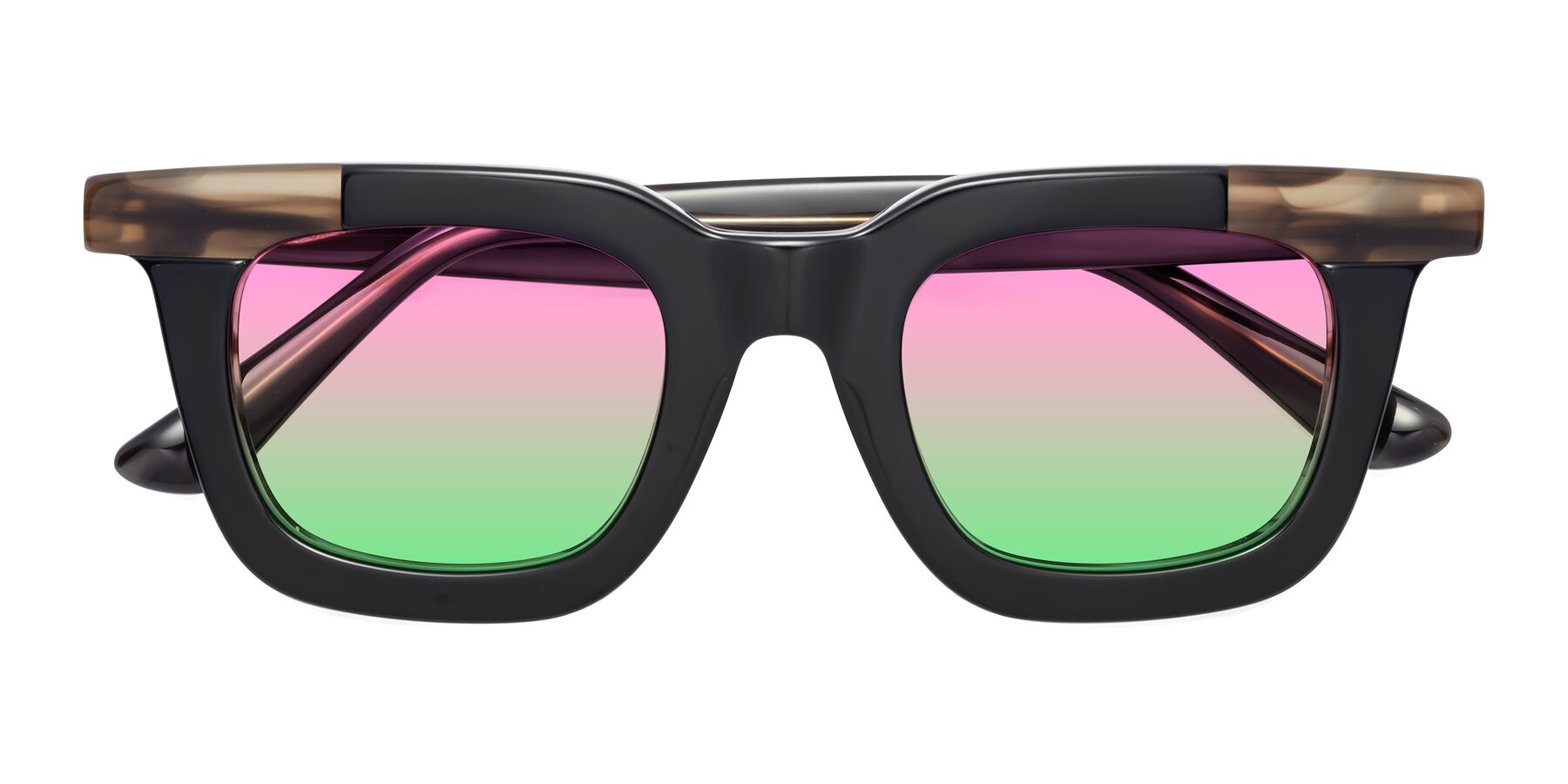 Folded Front of Mill in Black-Brown with Pink / Green Gradient Lenses