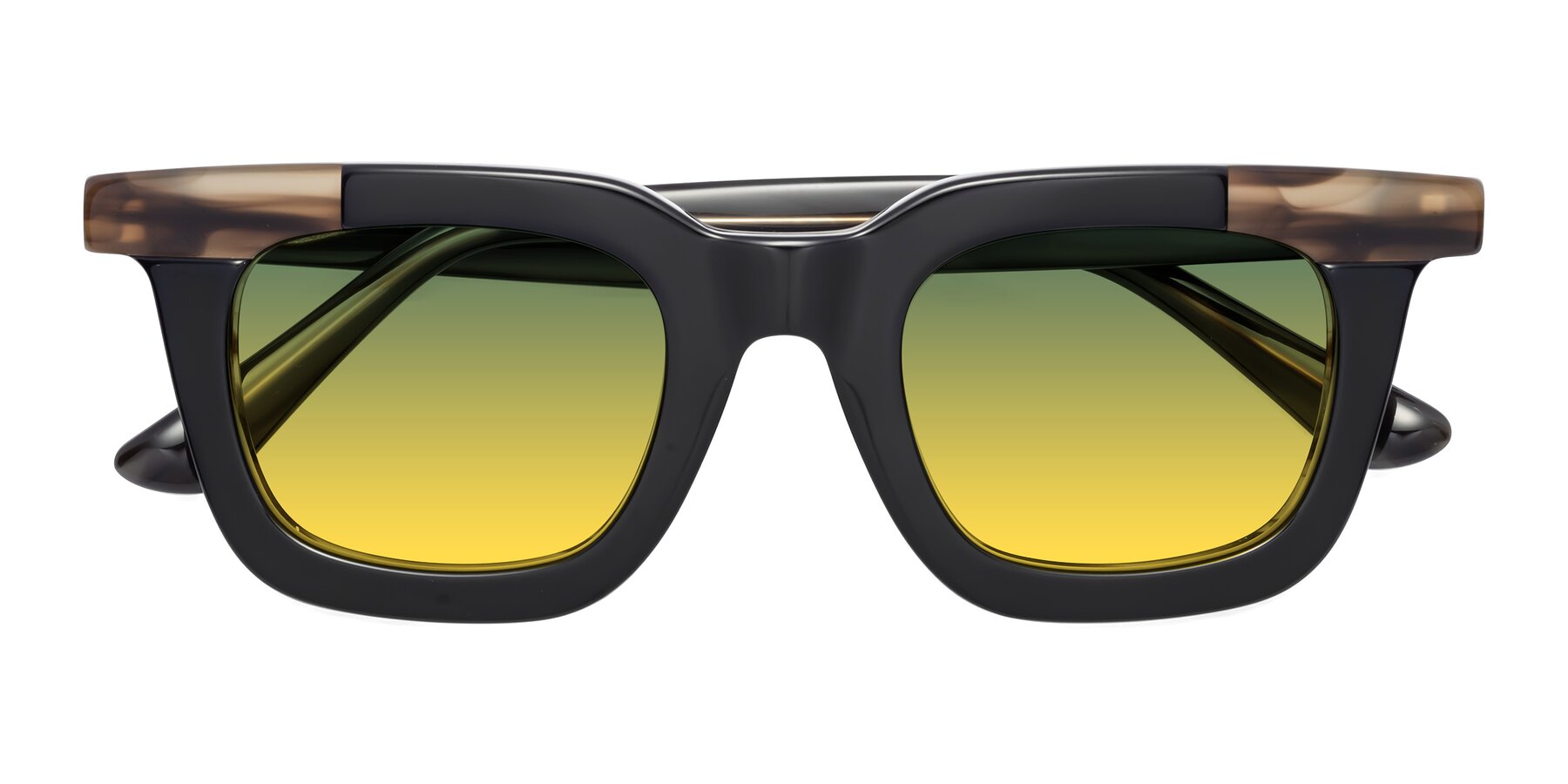 Folded Front of Mill in Black-Brown with Green / Yellow Gradient Lenses