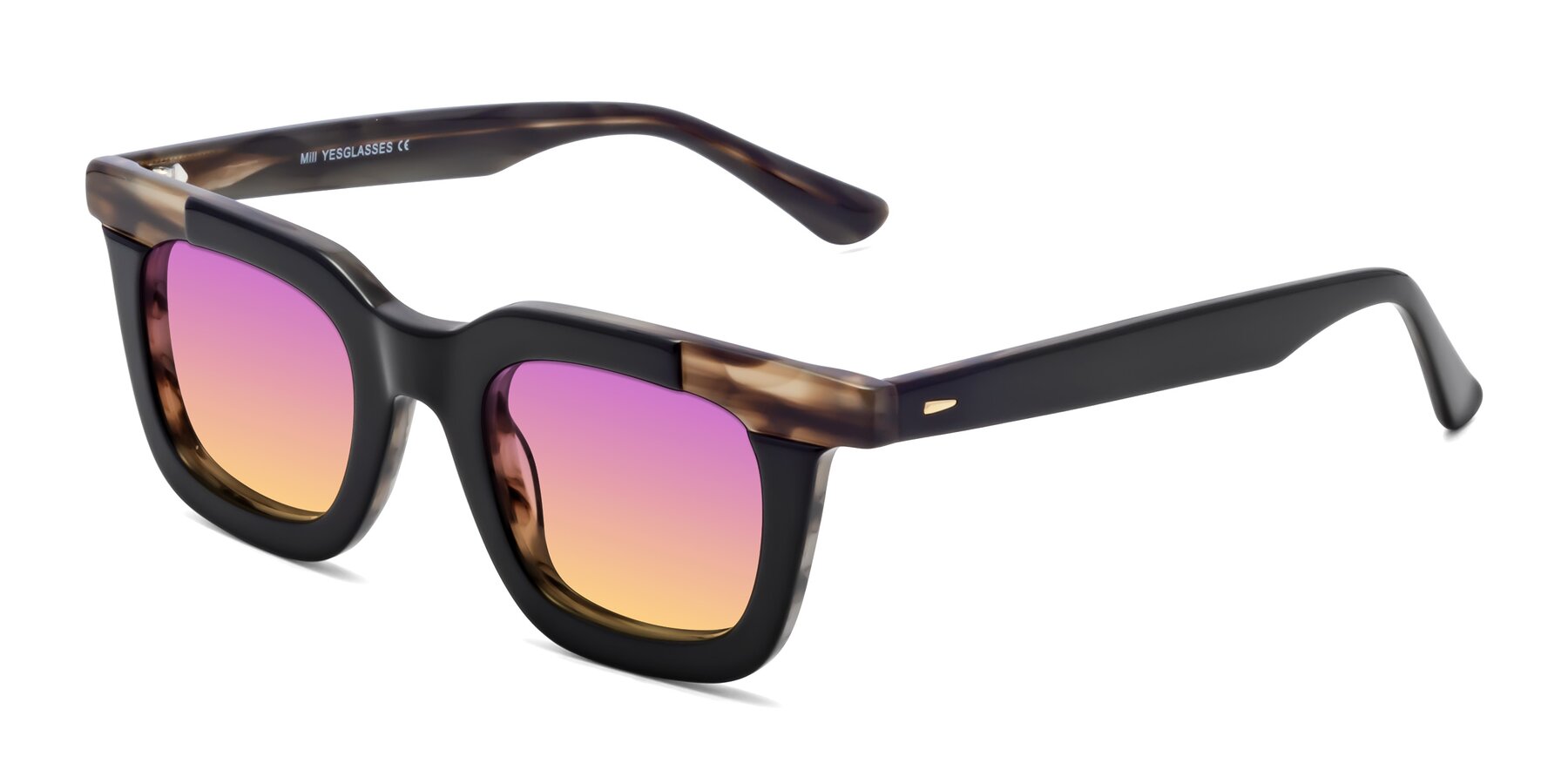 Angle of Mill in Black-Brown with Purple / Yellow Gradient Lenses