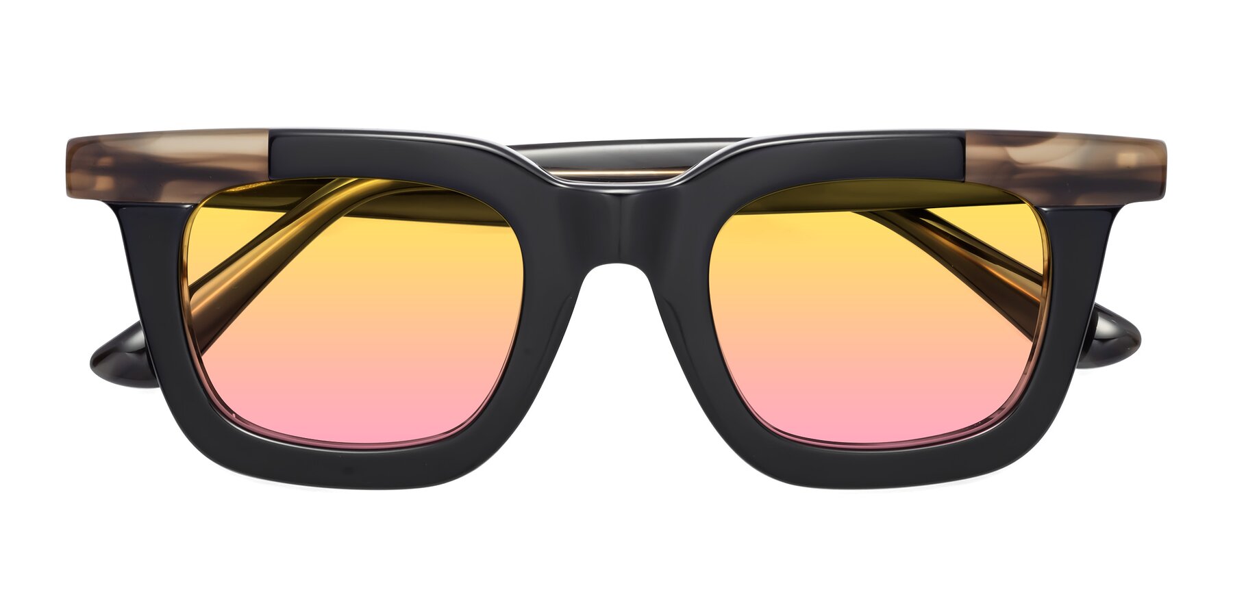 Folded Front of Mill in Black-Brown with Yellow / Pink Gradient Lenses