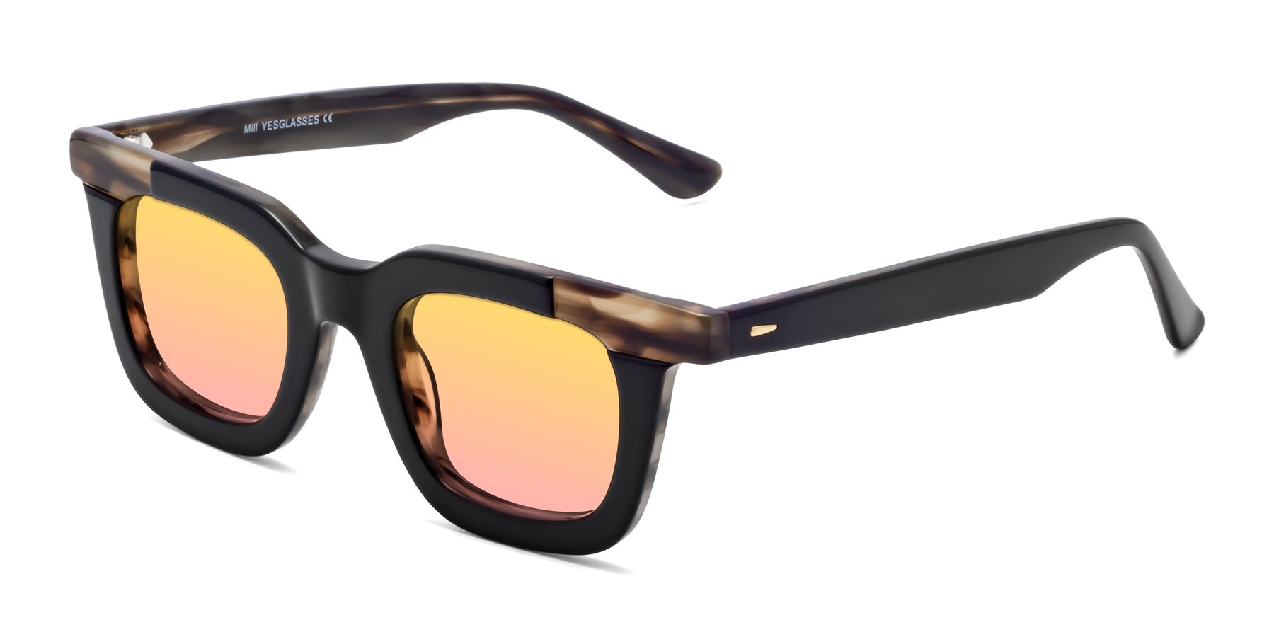 Angle of Mill in Black-Brown with Yellow / Pink Gradient Lenses