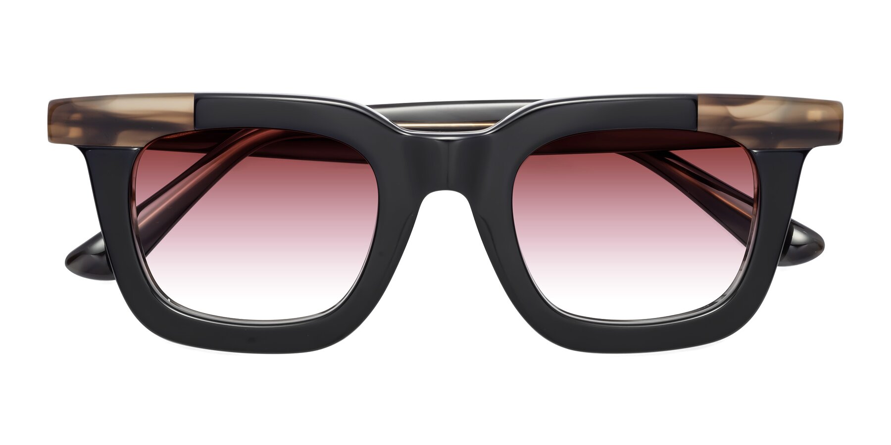 Folded Front of Mill in Black-Brown with Garnet Gradient Lenses