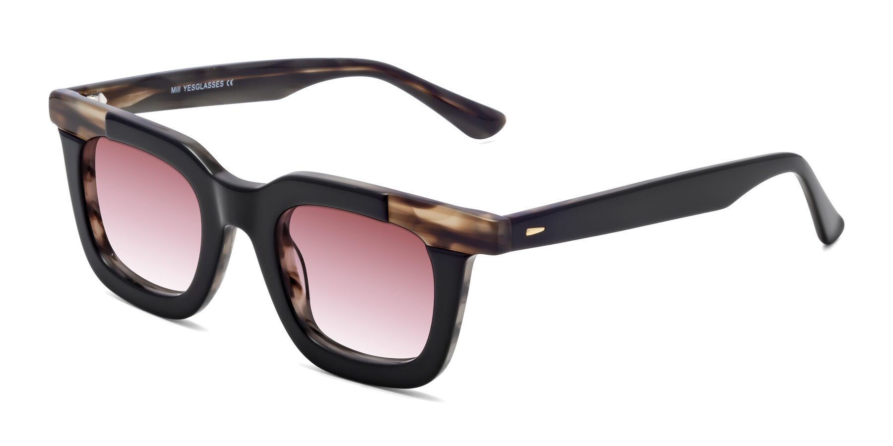 Angle of Mill in Black-Brown with Garnet Gradient Lenses