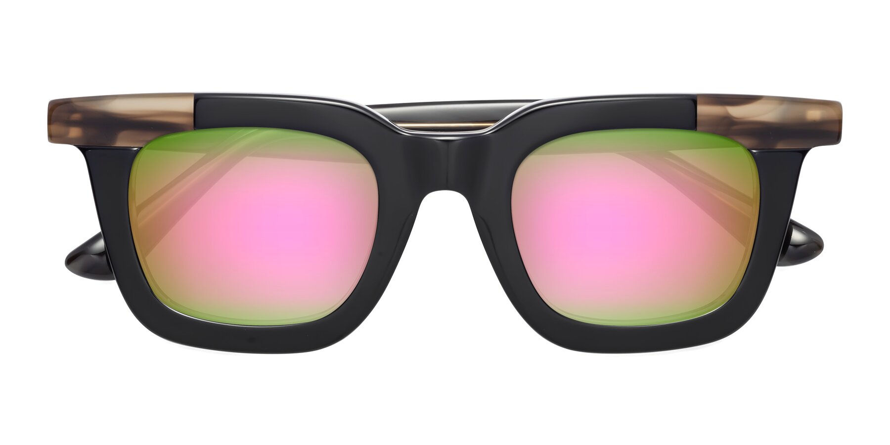 Folded Front of Mill in Black-Brown with Pink Mirrored Lenses