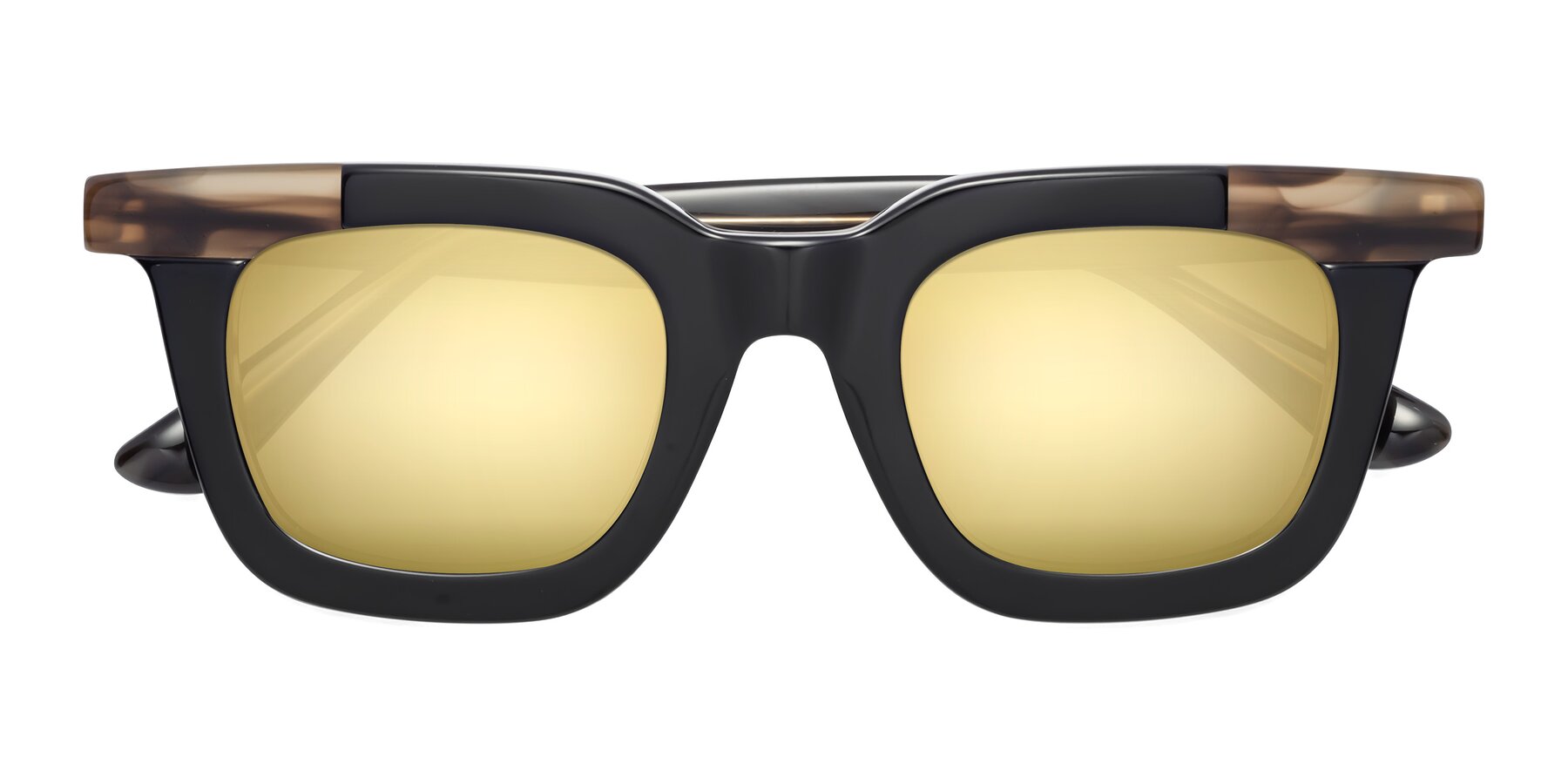 Folded Front of Mill in Black-Brown with Gold Mirrored Lenses