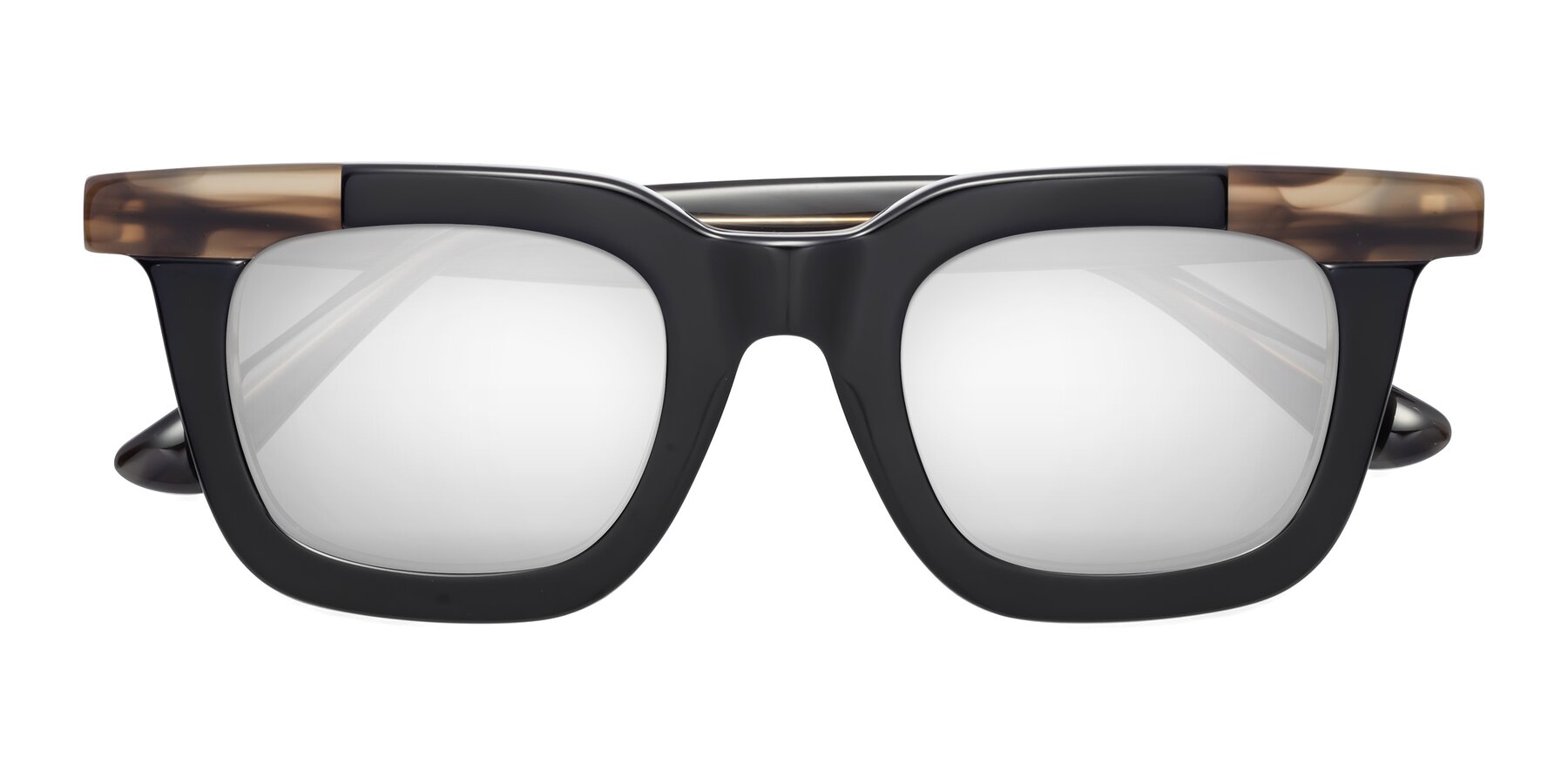 Folded Front of Mill in Black-Brown with Silver Mirrored Lenses