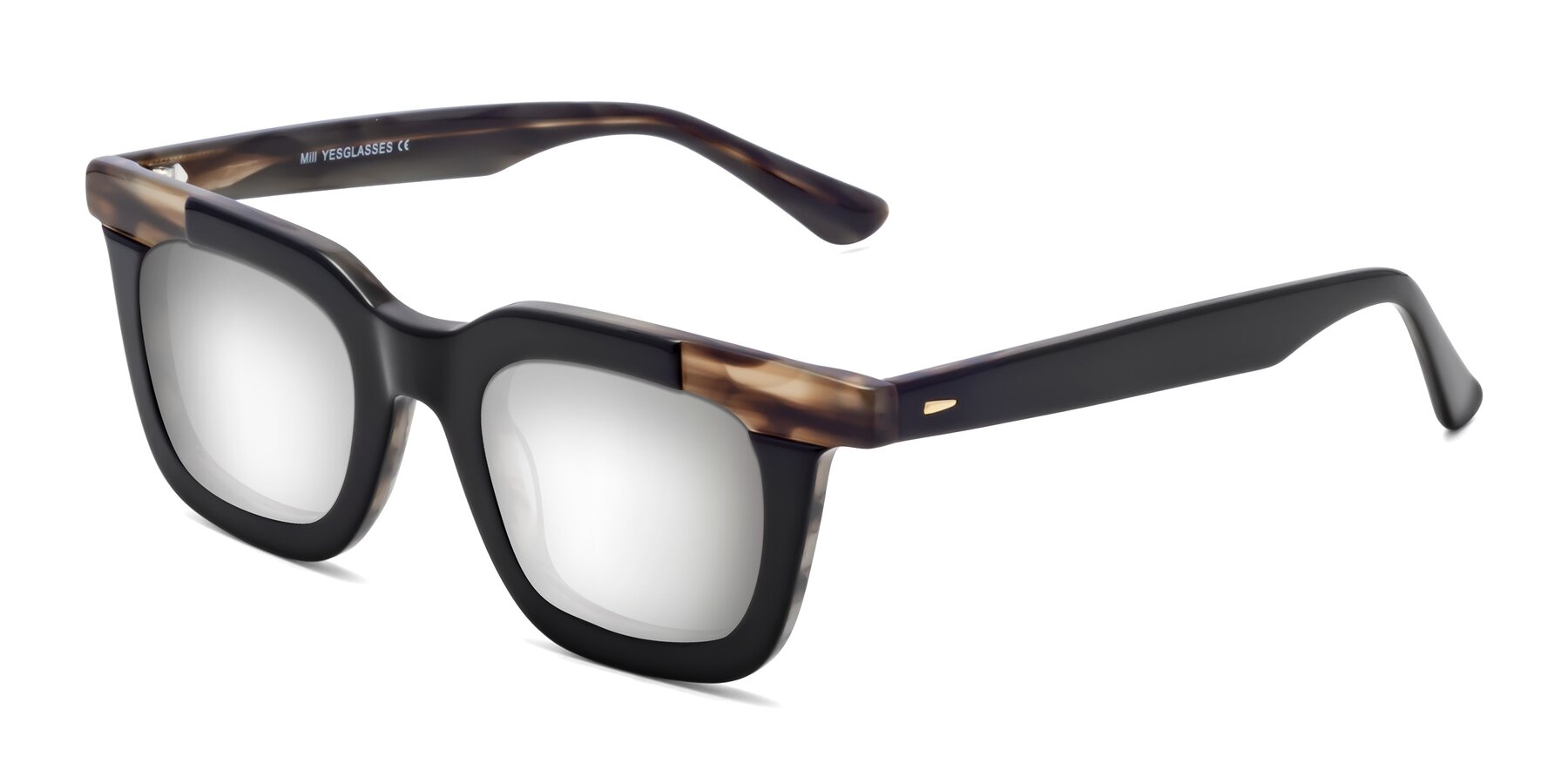 Angle of Mill in Black-Brown with Silver Mirrored Lenses