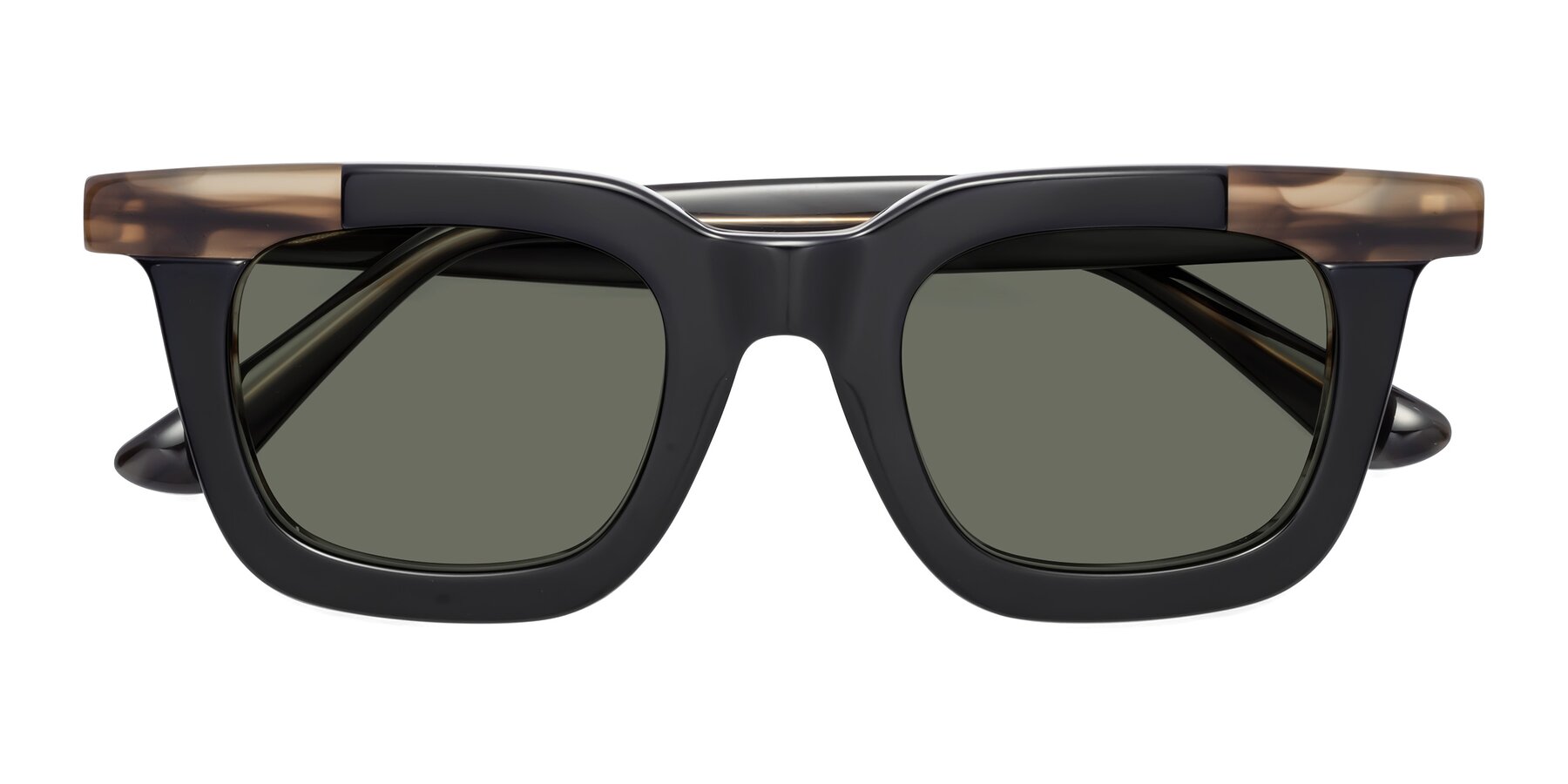 Folded Front of Mill in Black-Brown with Gray Polarized Lenses