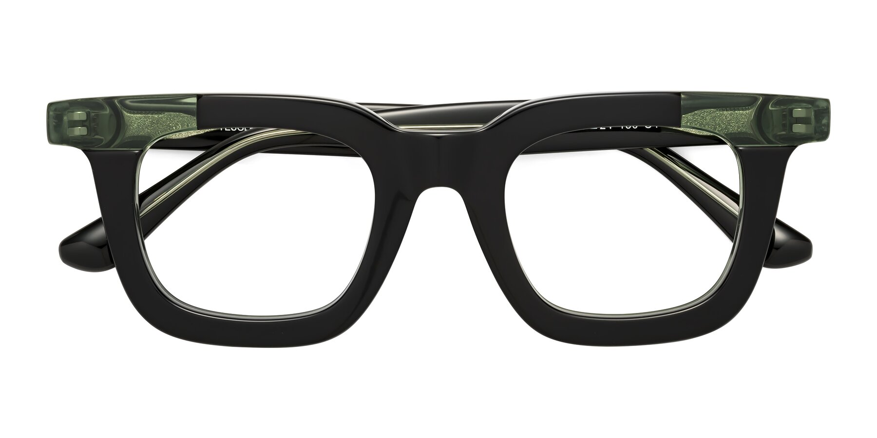 Folded Front of Mill in Black-Green with Clear Eyeglass Lenses