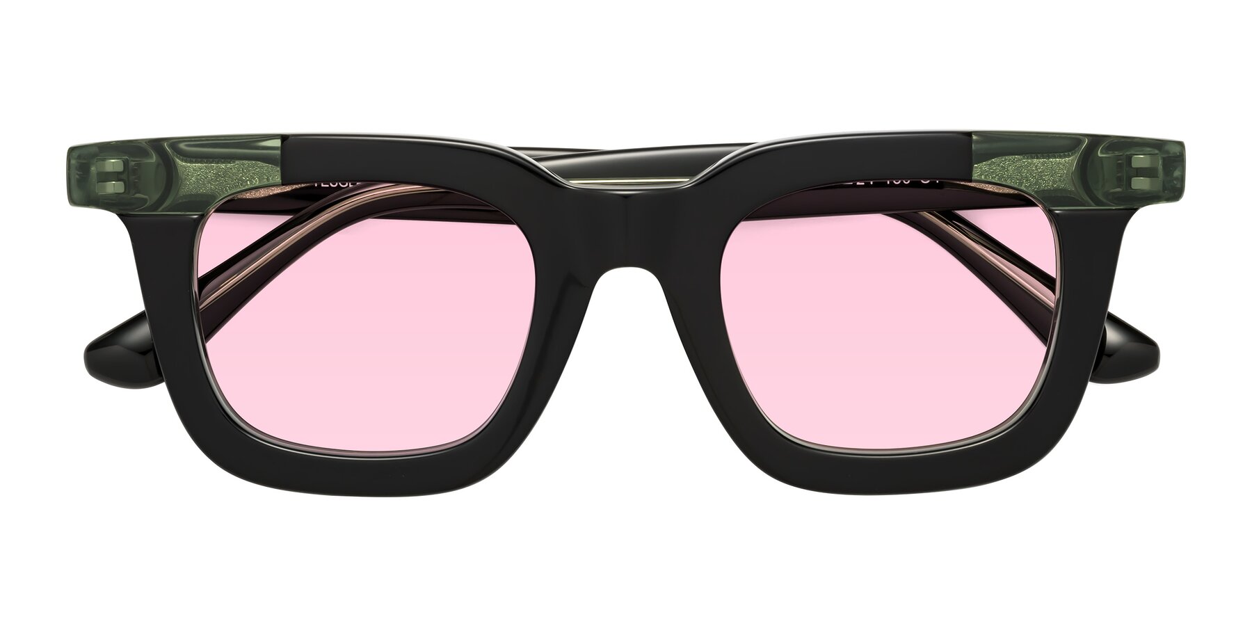 Folded Front of Mill in Black-Green with Light Pink Tinted Lenses