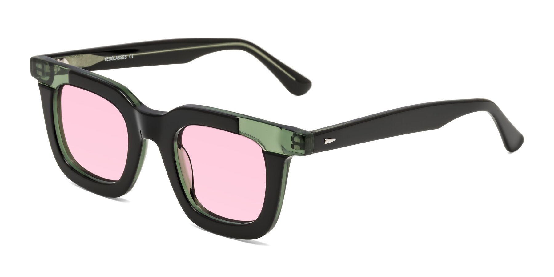 Angle of Mill in Black-Green with Light Pink Tinted Lenses