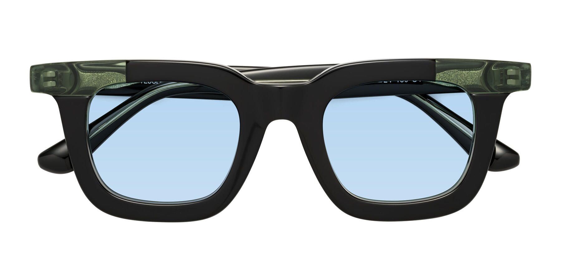 Folded Front of Mill in Black-Green with Light Blue Tinted Lenses