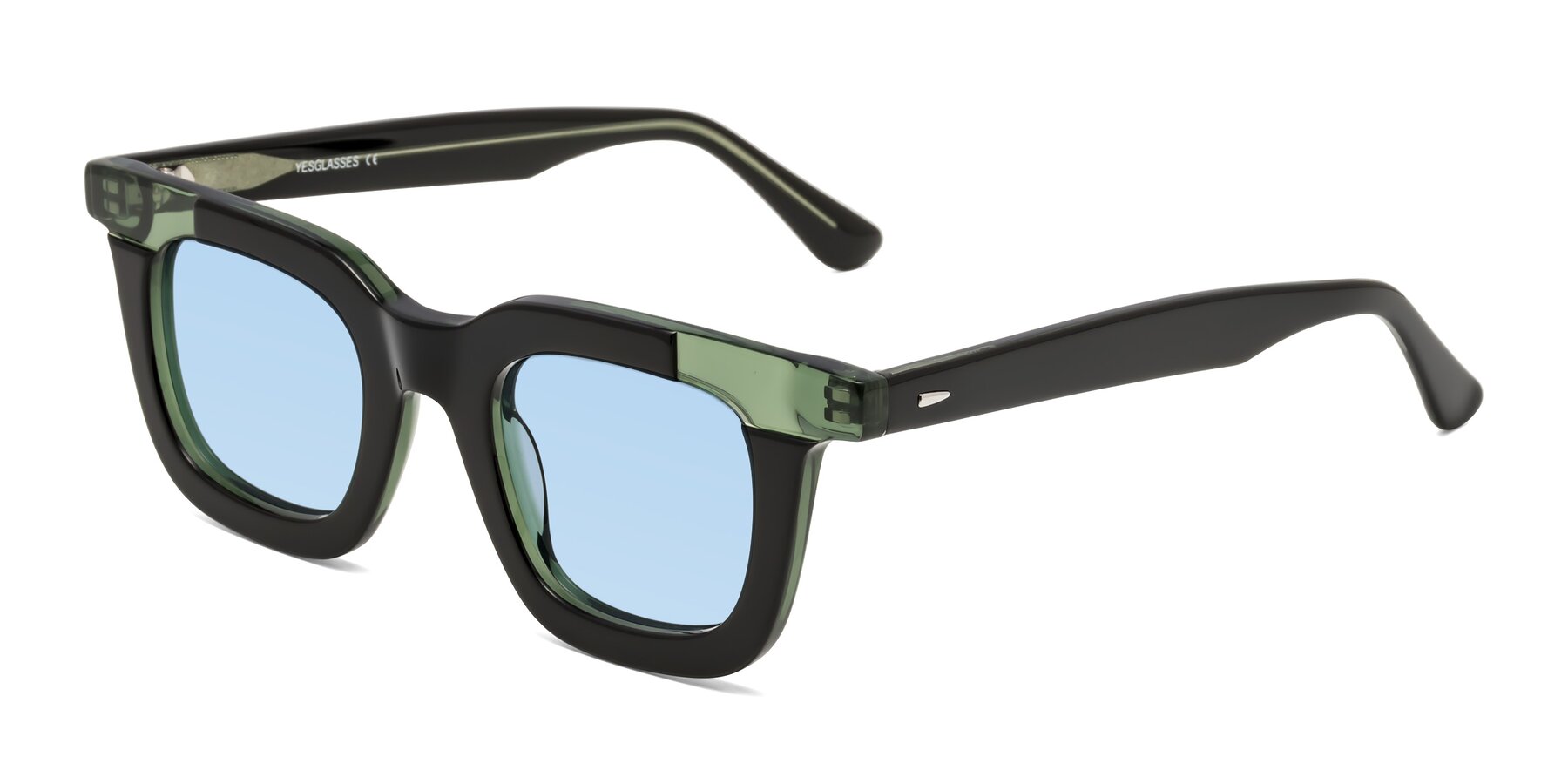 Angle of Mill in Black-Green with Light Blue Tinted Lenses
