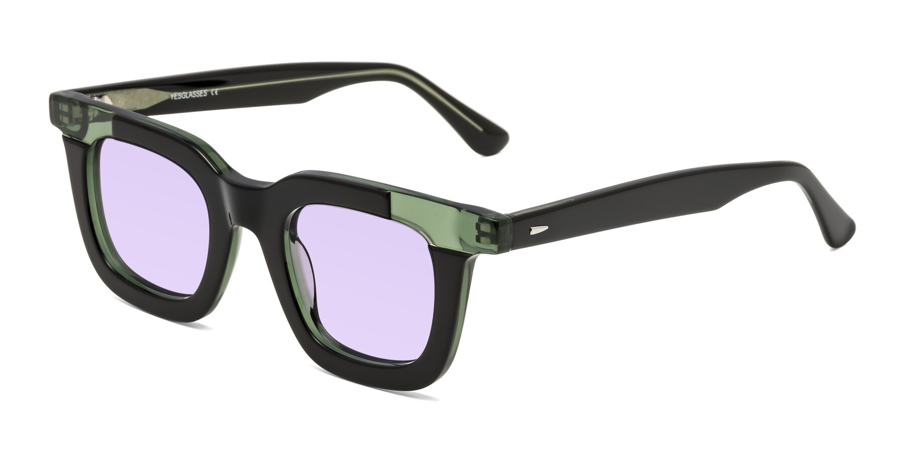Angle of Mill in Black-Green with Light Purple Tinted Lenses