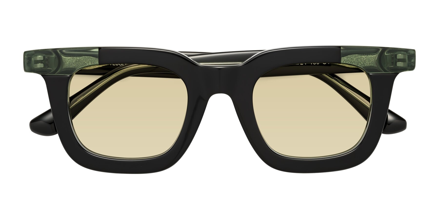 Folded Front of Mill in Black-Green with Light Champagne Tinted Lenses