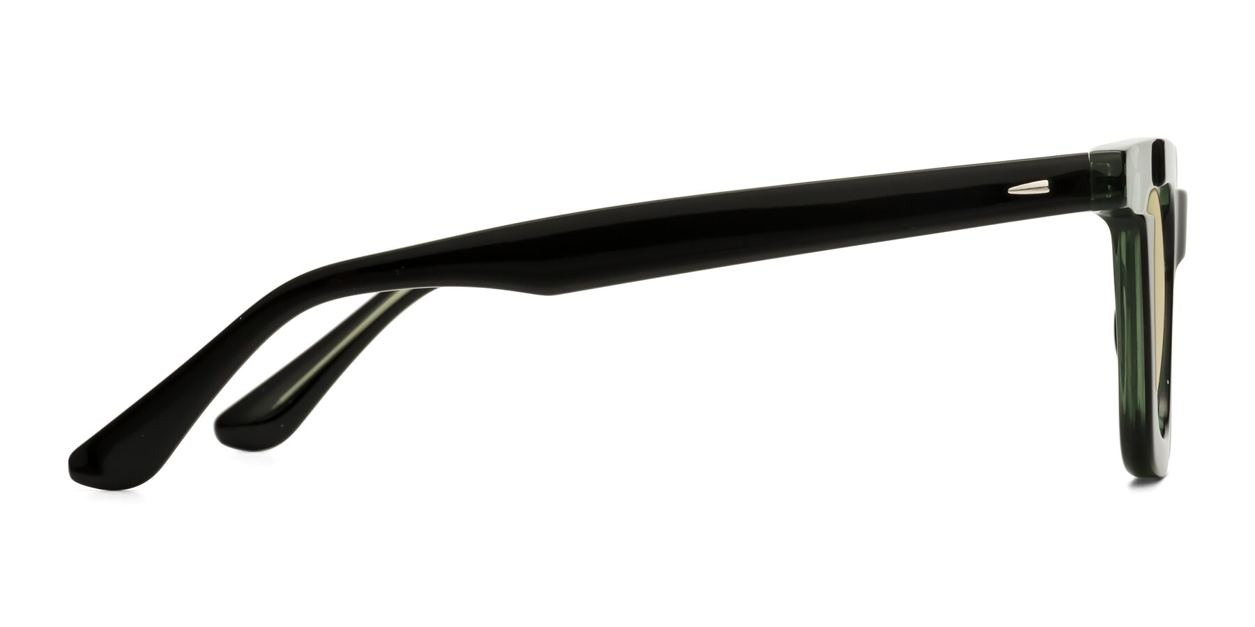 Side of Mill in Black-Green with Light Champagne Tinted Lenses