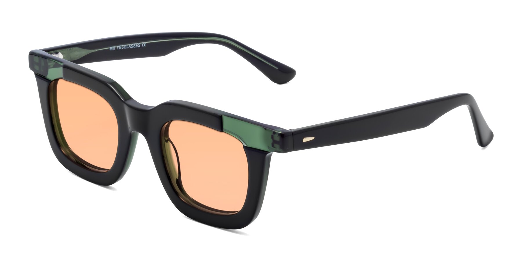 Side of Mill in Black-Green with Light Orange Tinted Lenses