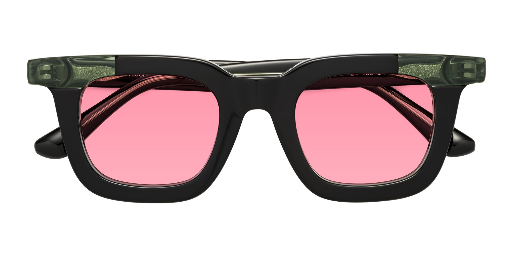 Folded Front of Mill in Black-Green with Pink Tinted Lenses