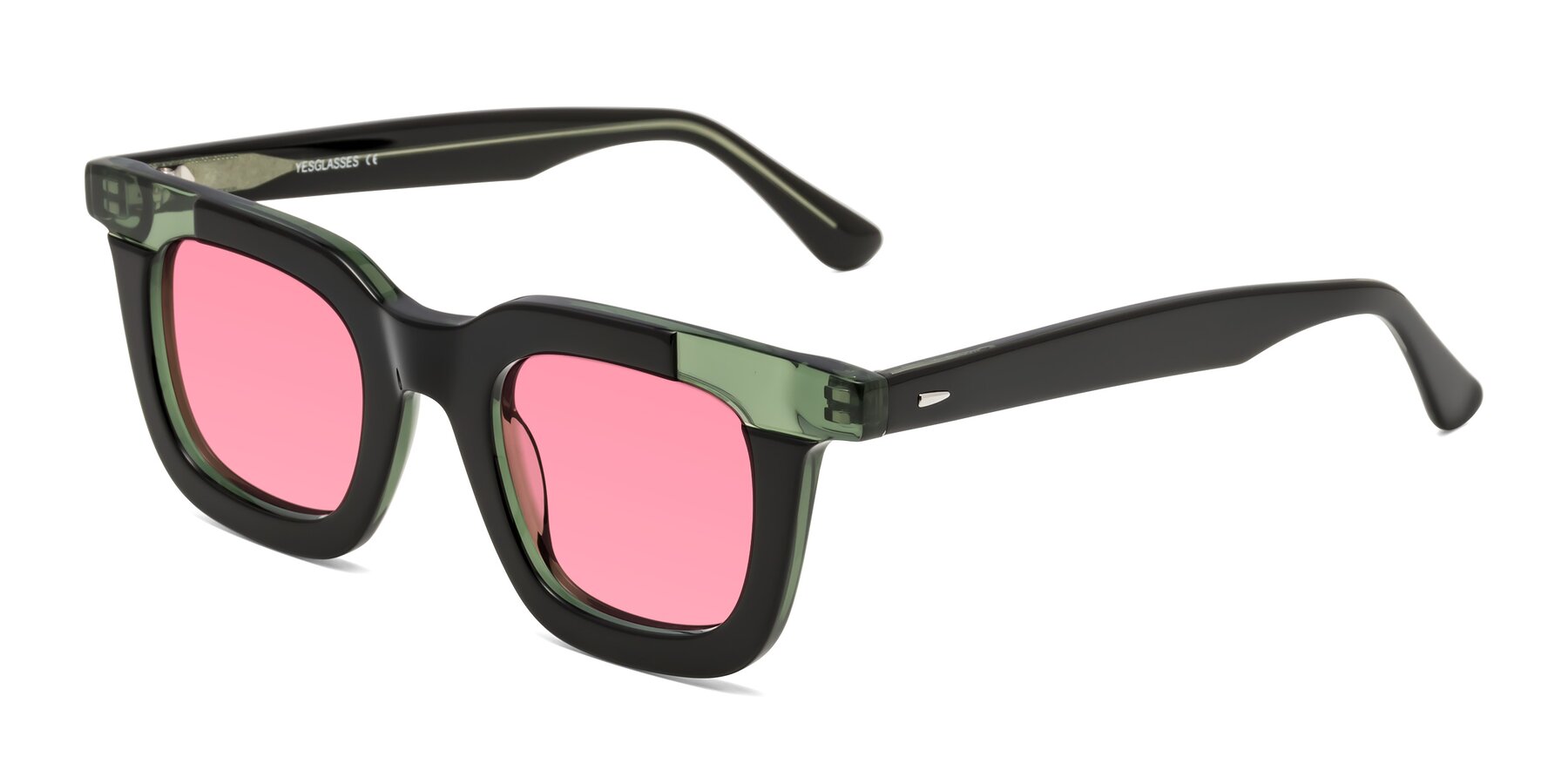 Angle of Mill in Black-Green with Pink Tinted Lenses