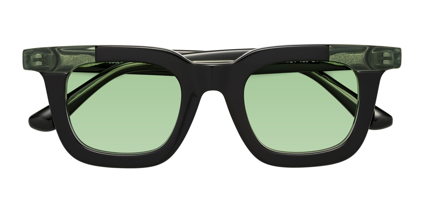 Folded Front of Mill in Black-Green with Medium Green Tinted Lenses