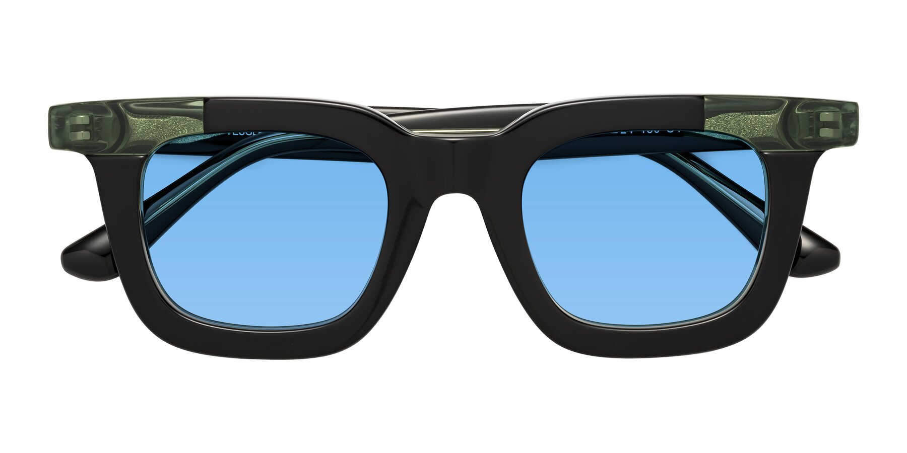 Folded Front of Mill in Black-Green with Medium Blue Tinted Lenses