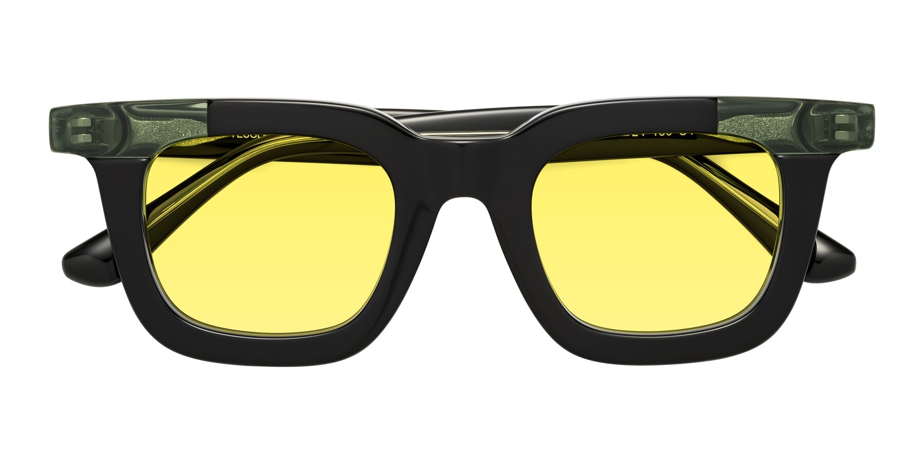 Folded Front of Mill in Black-Green with Medium Yellow Tinted Lenses
