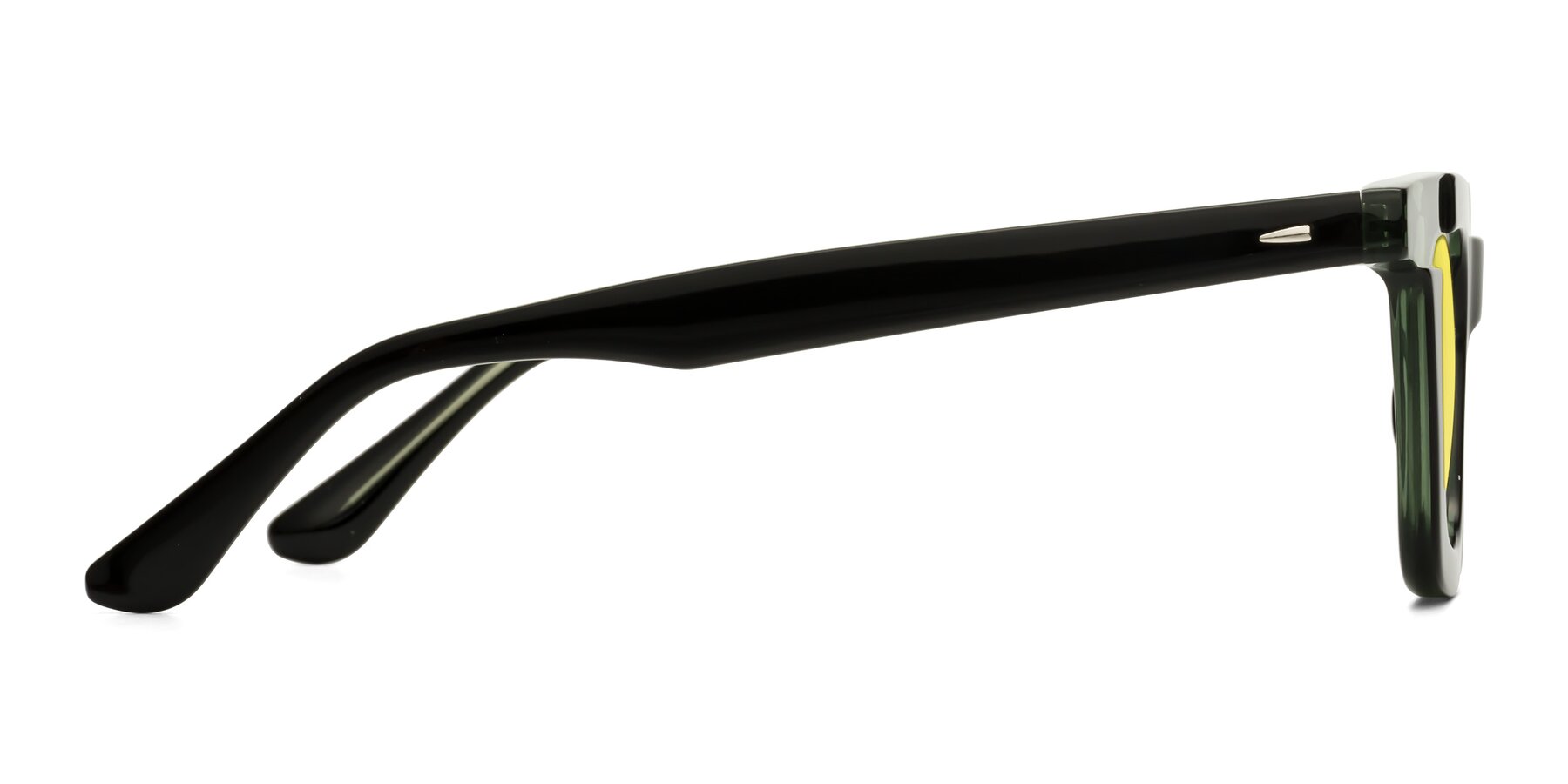 Side of Mill in Black-Green with Medium Yellow Tinted Lenses