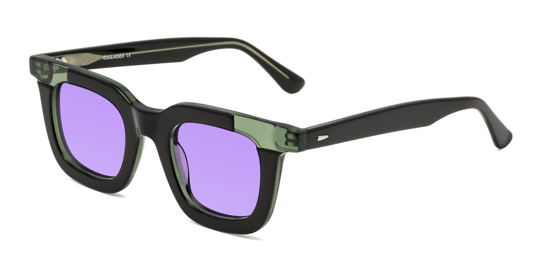 Angle of Mill in Black-Green with Medium Purple Tinted Lenses